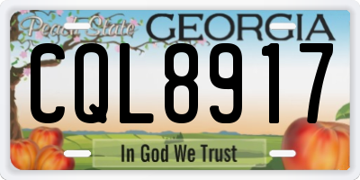 GA license plate CQL8917