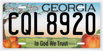 GA license plate CQL8920