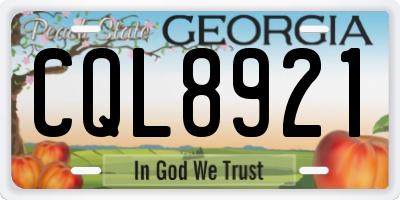 GA license plate CQL8921