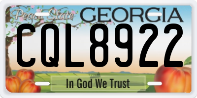 GA license plate CQL8922