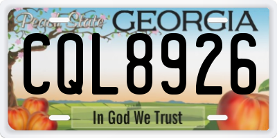 GA license plate CQL8926