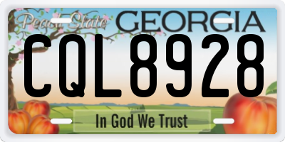 GA license plate CQL8928