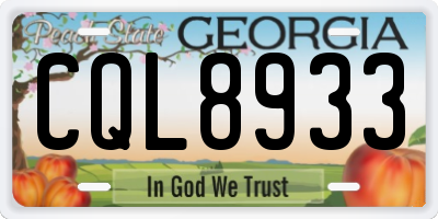 GA license plate CQL8933