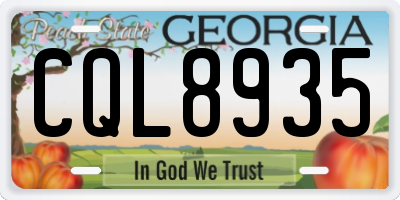 GA license plate CQL8935
