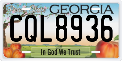 GA license plate CQL8936