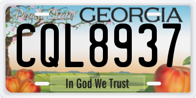 GA license plate CQL8937