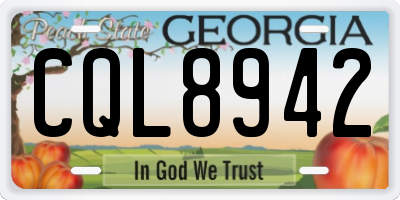 GA license plate CQL8942