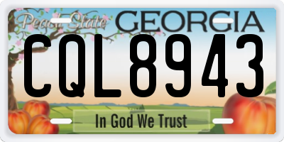GA license plate CQL8943