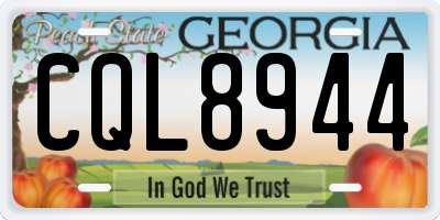 GA license plate CQL8944