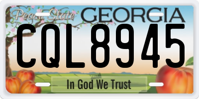 GA license plate CQL8945