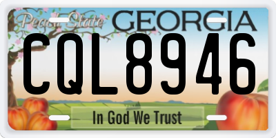 GA license plate CQL8946