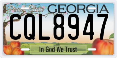 GA license plate CQL8947
