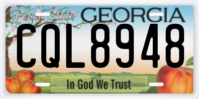 GA license plate CQL8948