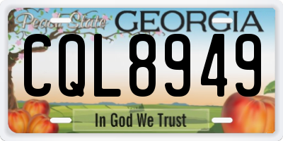 GA license plate CQL8949