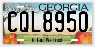 GA license plate CQL8950