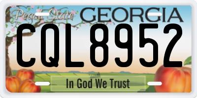 GA license plate CQL8952