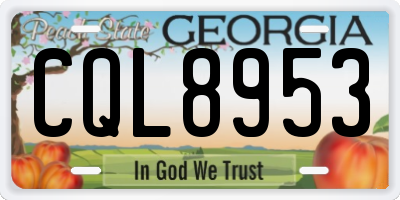 GA license plate CQL8953