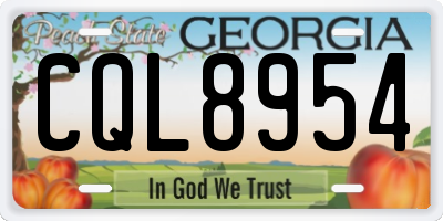 GA license plate CQL8954
