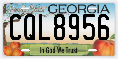 GA license plate CQL8956