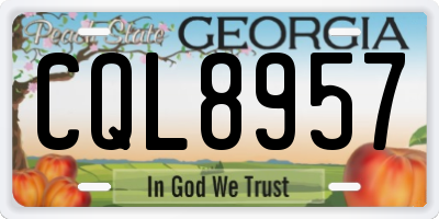 GA license plate CQL8957