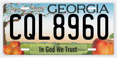GA license plate CQL8960