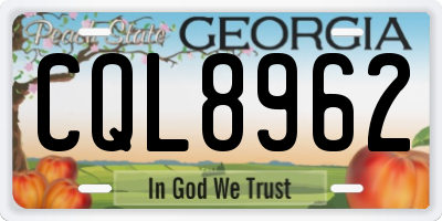 GA license plate CQL8962