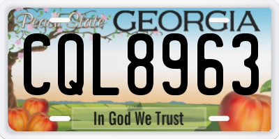 GA license plate CQL8963