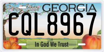 GA license plate CQL8967