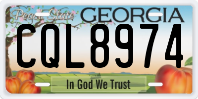 GA license plate CQL8974