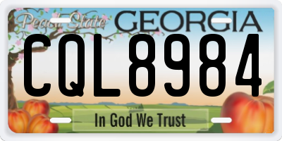 GA license plate CQL8984