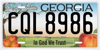 GA license plate CQL8986