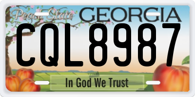GA license plate CQL8987