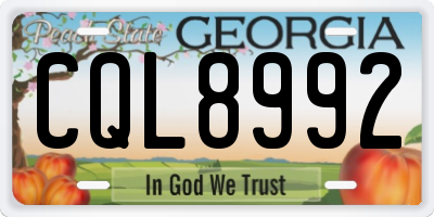 GA license plate CQL8992