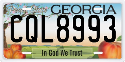 GA license plate CQL8993