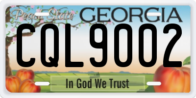 GA license plate CQL9002