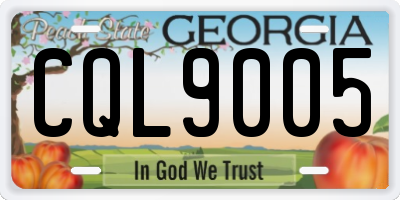GA license plate CQL9005