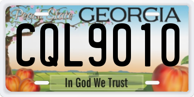 GA license plate CQL9010