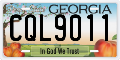 GA license plate CQL9011