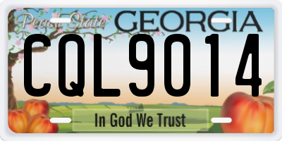 GA license plate CQL9014