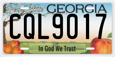 GA license plate CQL9017