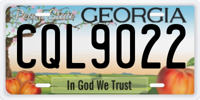 GA license plate CQL9022