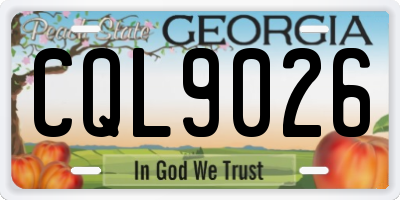 GA license plate CQL9026