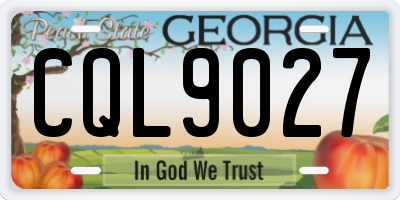 GA license plate CQL9027