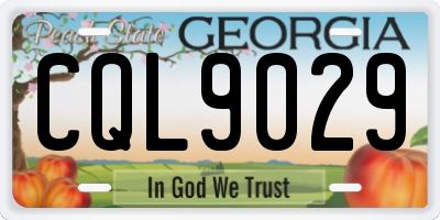 GA license plate CQL9029