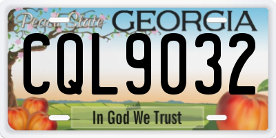 GA license plate CQL9032