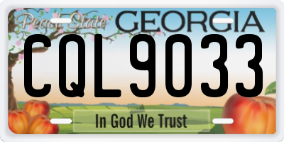 GA license plate CQL9033