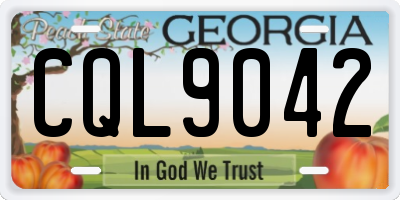 GA license plate CQL9042