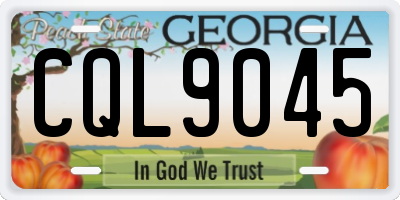 GA license plate CQL9045