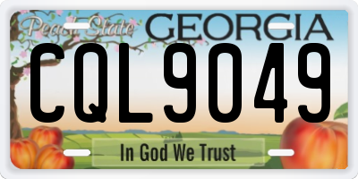 GA license plate CQL9049
