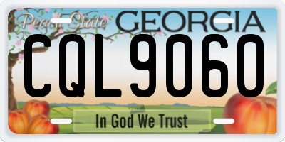GA license plate CQL9060
